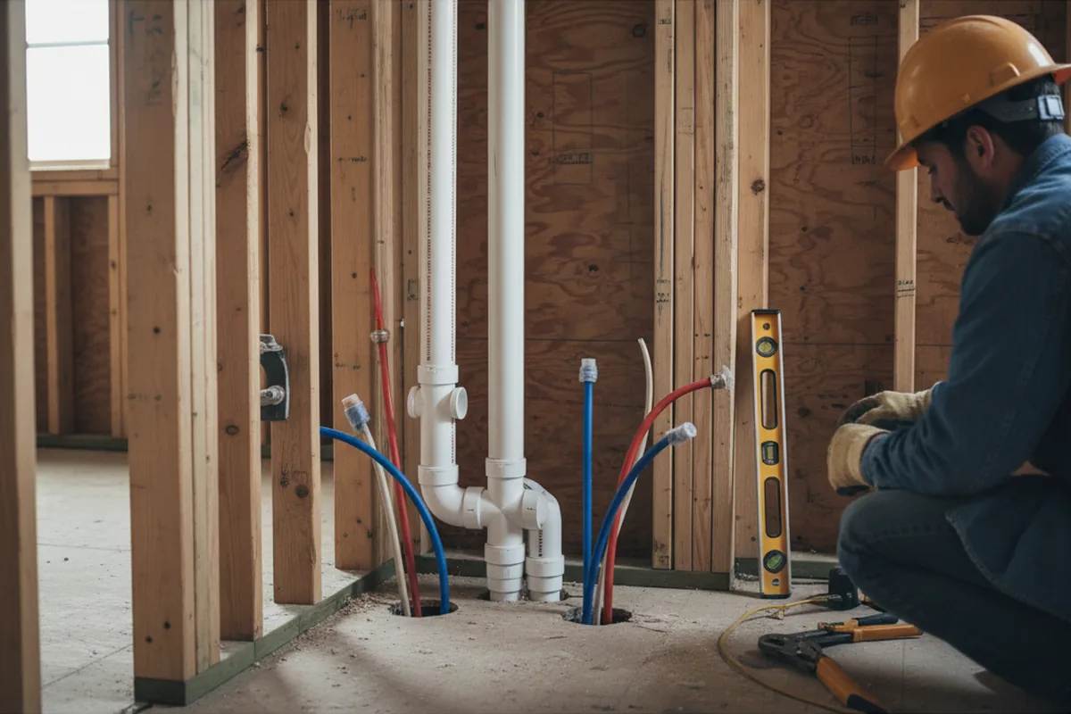 Drain and supply rough-in during Leak Detection in Hammond