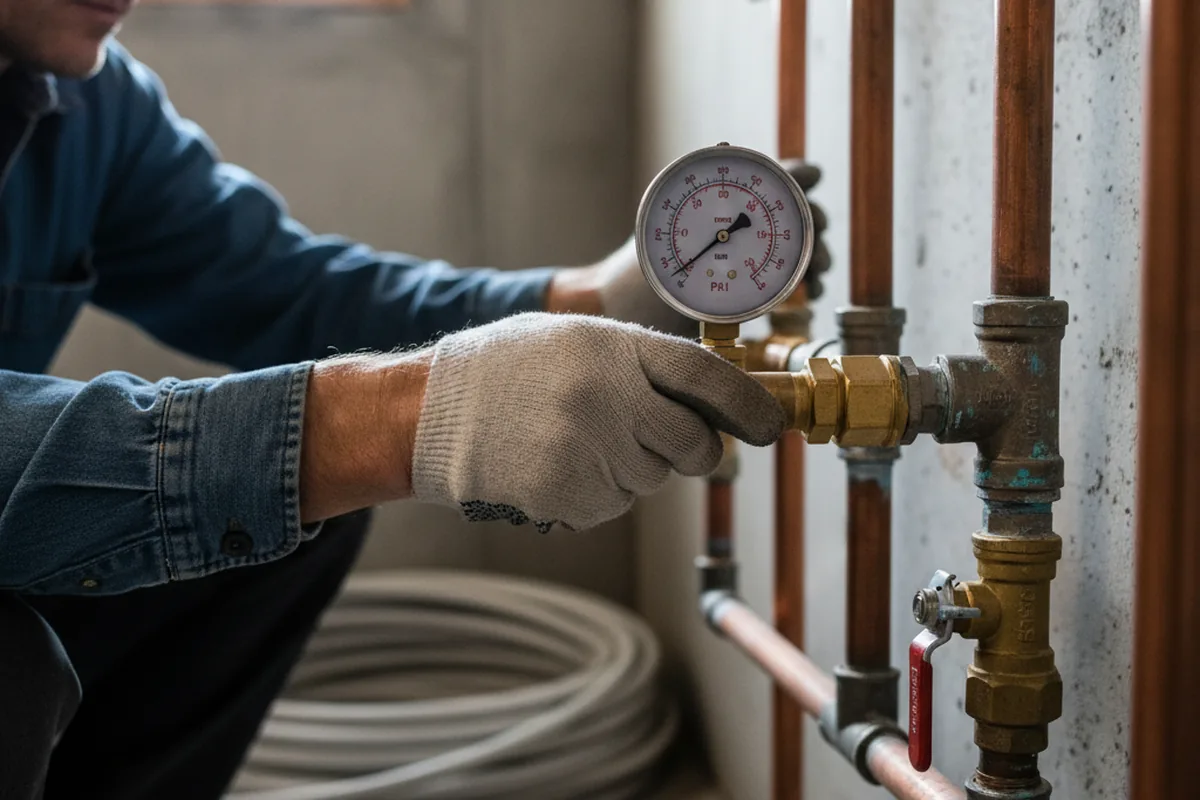 Pressure testing a repaired line during Water Line Repair in Hammond